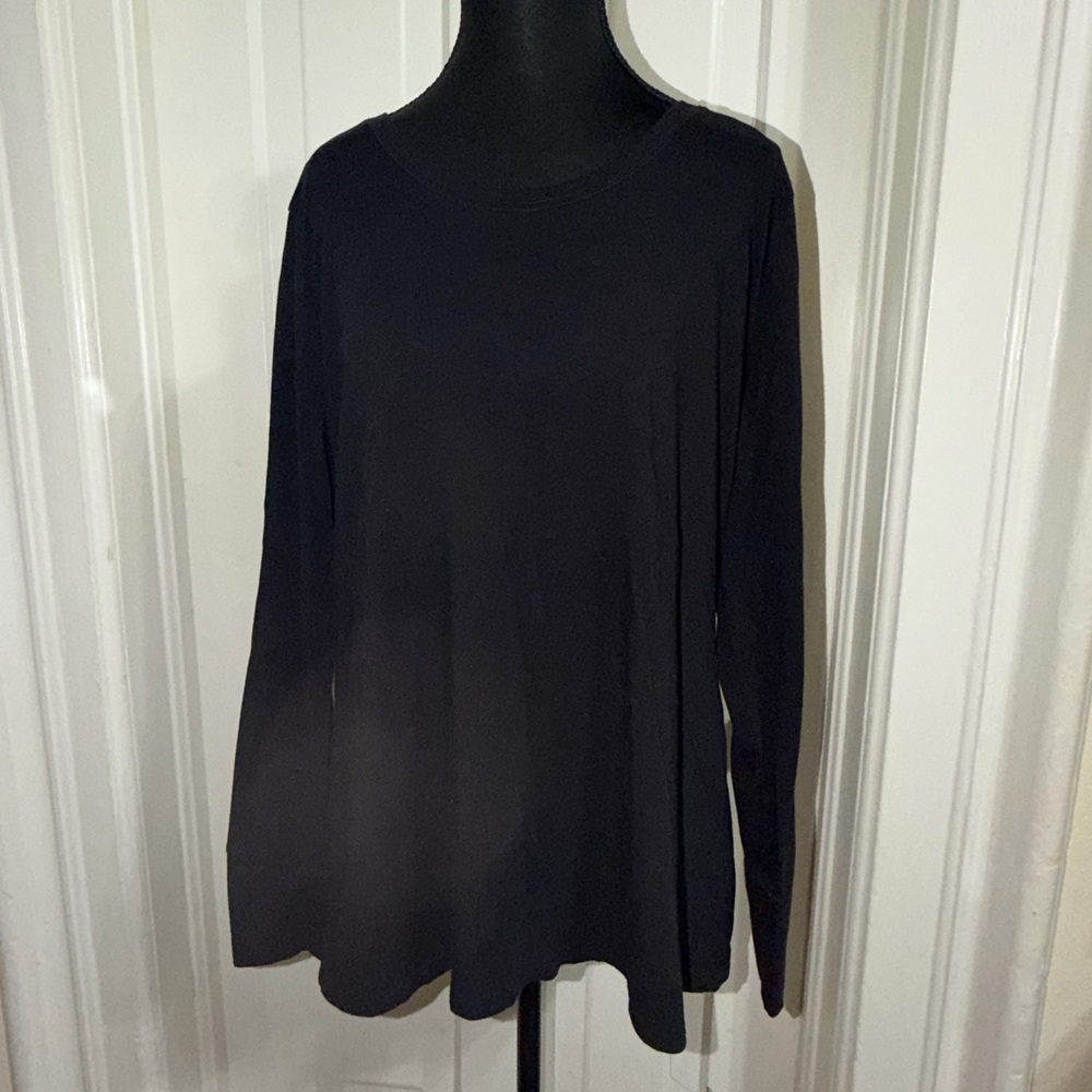 Womens size XL a.n.a Elegant Black Long Sleeve Tee shirt top light‎ weight